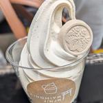 麦焦がしソフト 落雁添え