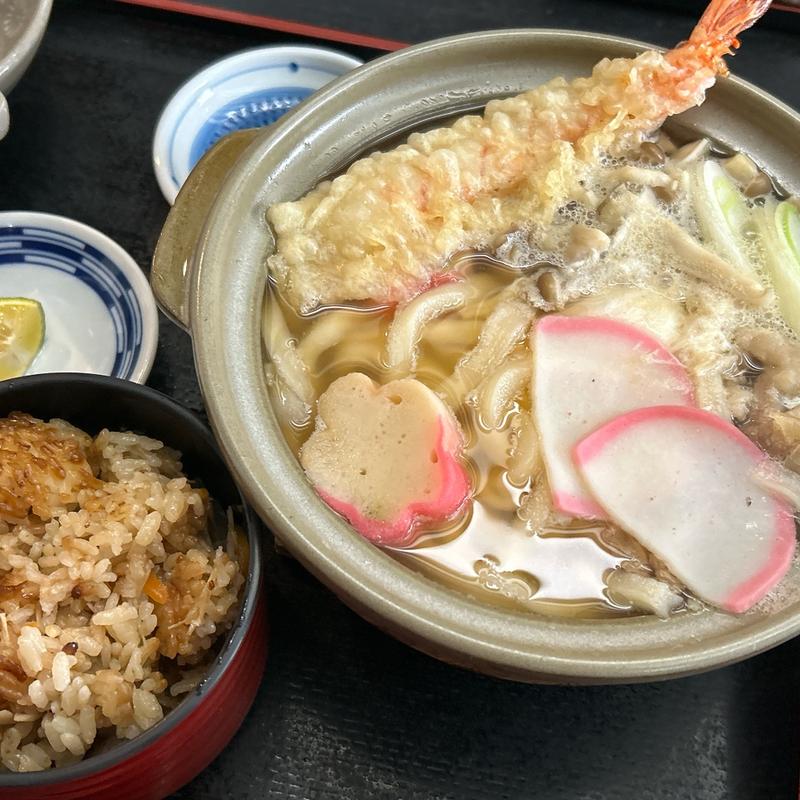 鍋焼きうどん+かやくご飯(まつかぜ)