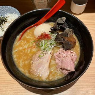 焼きあご味噌らー麺、味玉、お茶漬け用白めし(焼きあご塩らー麺 たかはし アトレ川崎店)