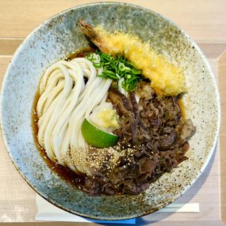 海老天と炙り黒毛和牛ぶっかけ(めん処 つるはん KITTE大阪店)