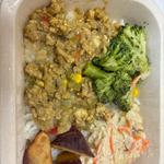 あえて、グリーンキーマカレー、焼きとうもろこしごはん