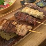 三重県産 錦爽鶏 肝串、ささみ、豚バラ