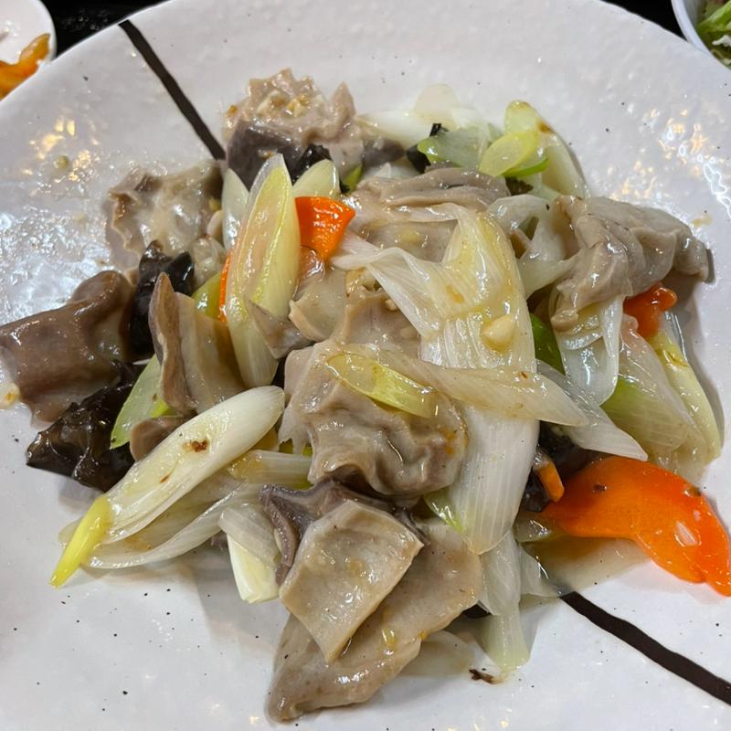 長ネギと豚ガツ炒め定食(チャ～ボン　多福楼 川崎店)