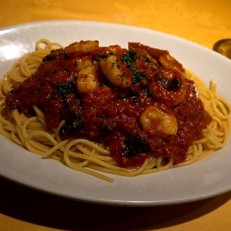 小えびとフレッシュ高菜のちょい辛トマトソースアラビアータ風(ジリオーラ)