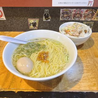 かけそば定食(味玉,青唐トッピング)