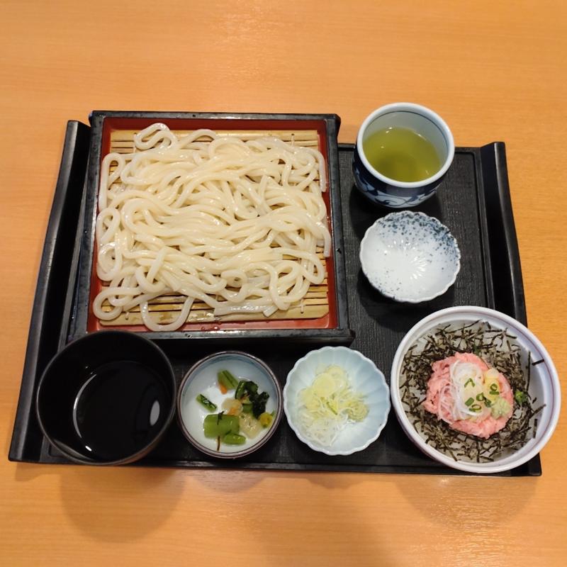 お昼のせいろうどんと小天丼または小ねぎとろ丼セット(藍屋 松戸八柱店)