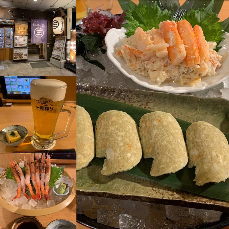 越前かにむき身&甘エビ刺身(まるさん屋)