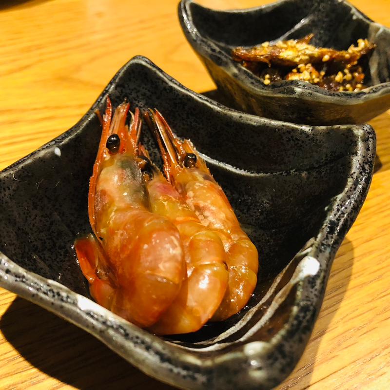 お通し_甘海老の漬け(魚屋三代目にしの鯔背)