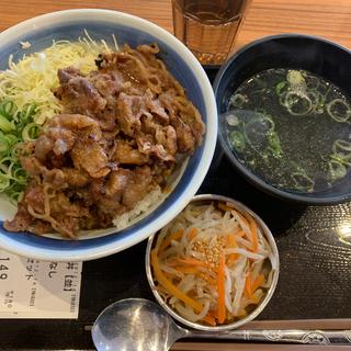 カルビ丼、ナムルセット(韓丼 小浜店)