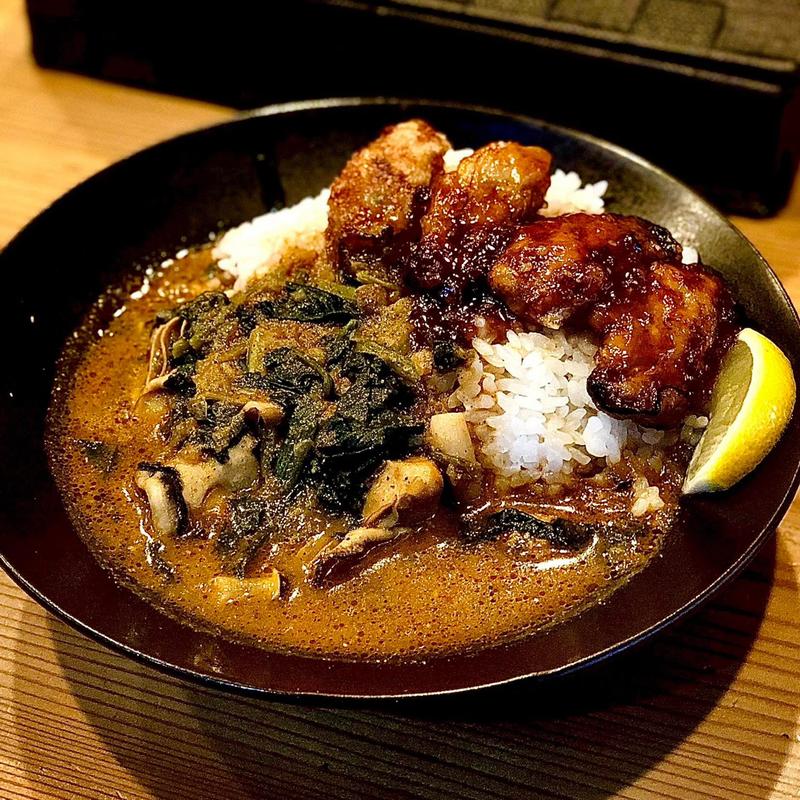 牡蠣出汁ときのことほうれん草(JapaneseSpiceCurry WACCA（ワッカ）)