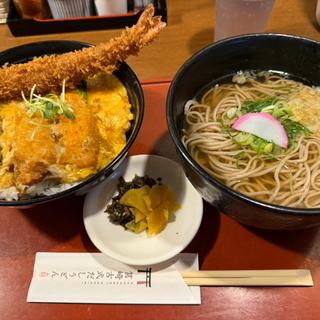 カキフライ＆海老カツ丼と蕎麦のセット(手延べうどん きねや)