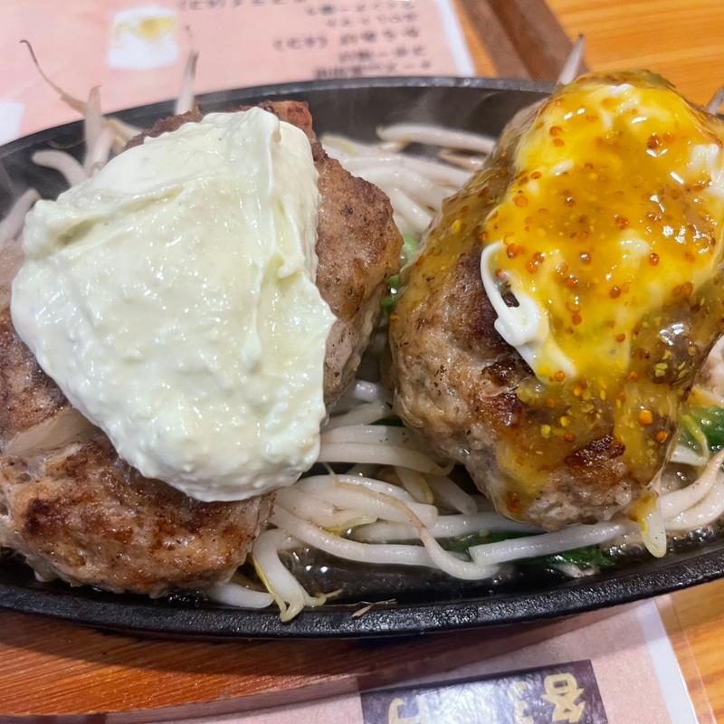 ハンバーグ　ワサマヨ&ハニーマスタード(武州うどんあかね&みどりダイニング)
