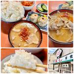 ぶた汁、ご飯（中）、シュウマイ、キムチ(かどや )