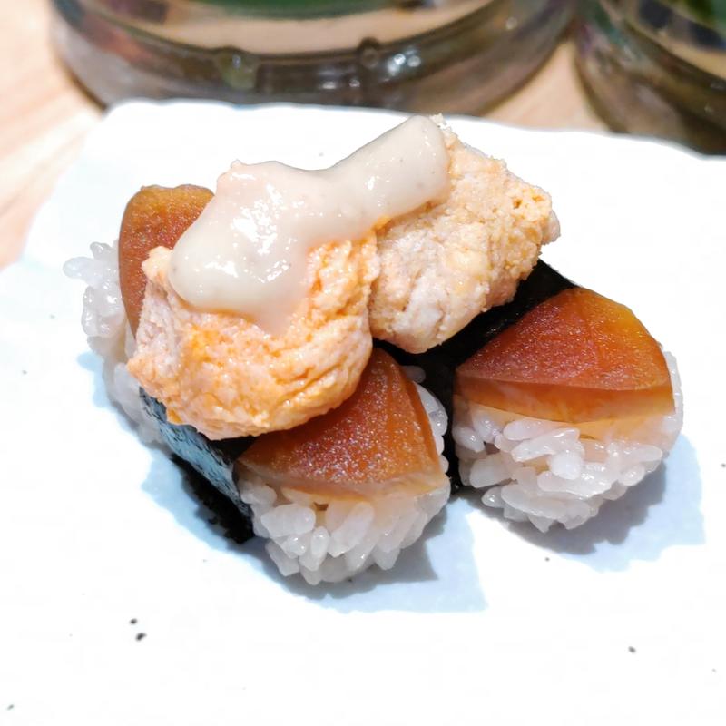 奈良漬けとあん肝の握り(鮨・酒・肴 杉玉 大船)