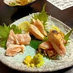 鶏肉のたたき三種盛り(たべのみ処 げんたろう商店)