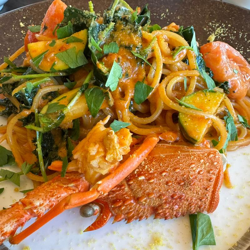 ランチコース（伊勢海老のパプリカクリームパスタ ～自家製カラスミ添え～）(黒酢の郷 桷志田)