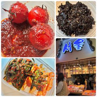 トマトキムチ、ネギキムチ、チョンガク（かぶら大根）キムチ、韓国海苔(ソウル酒場)