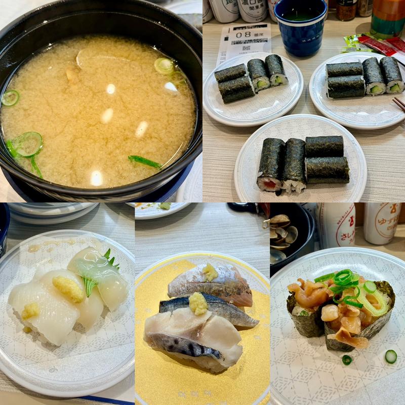 巻物寿司＋にぎり寿司＋軍艦にぎり＋味噌汁(はま寿司 122号羽生店)