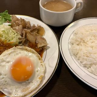 2品盛りデミハンバーグと生姜焼き