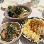 味玉ポテサラ　つぶ貝わさび　ごまカンパチ