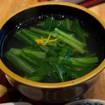 春菊と山芋の出汁