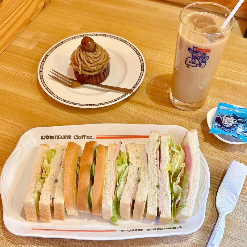 ハムサンド モンブラン アイスカフェオレ(コメダ珈琲店 調布仙川店 )