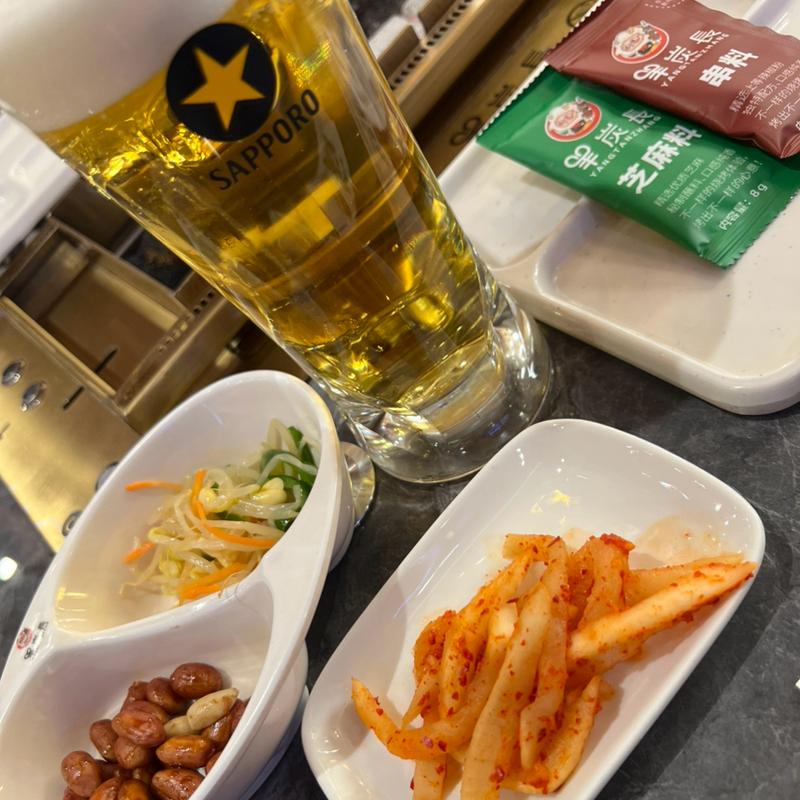 生ビール　お通し(羊炭長)