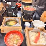 鯛めしと牛すき焼き