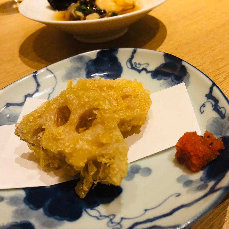 茨城直送 美肌蓮根の天ぷら_月替り海コース(ぎんざ阿吽)